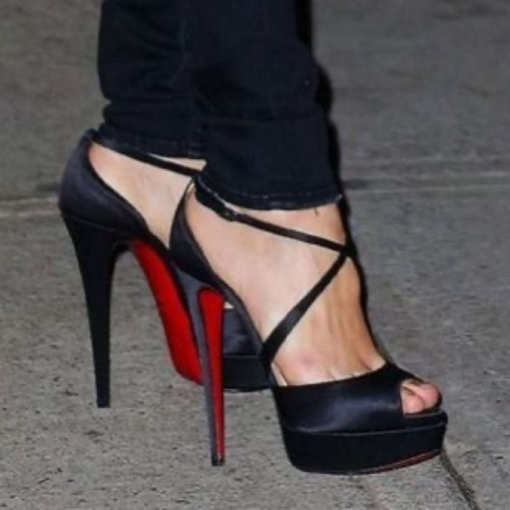 Black leather Christian Louboutin CrossMe platform